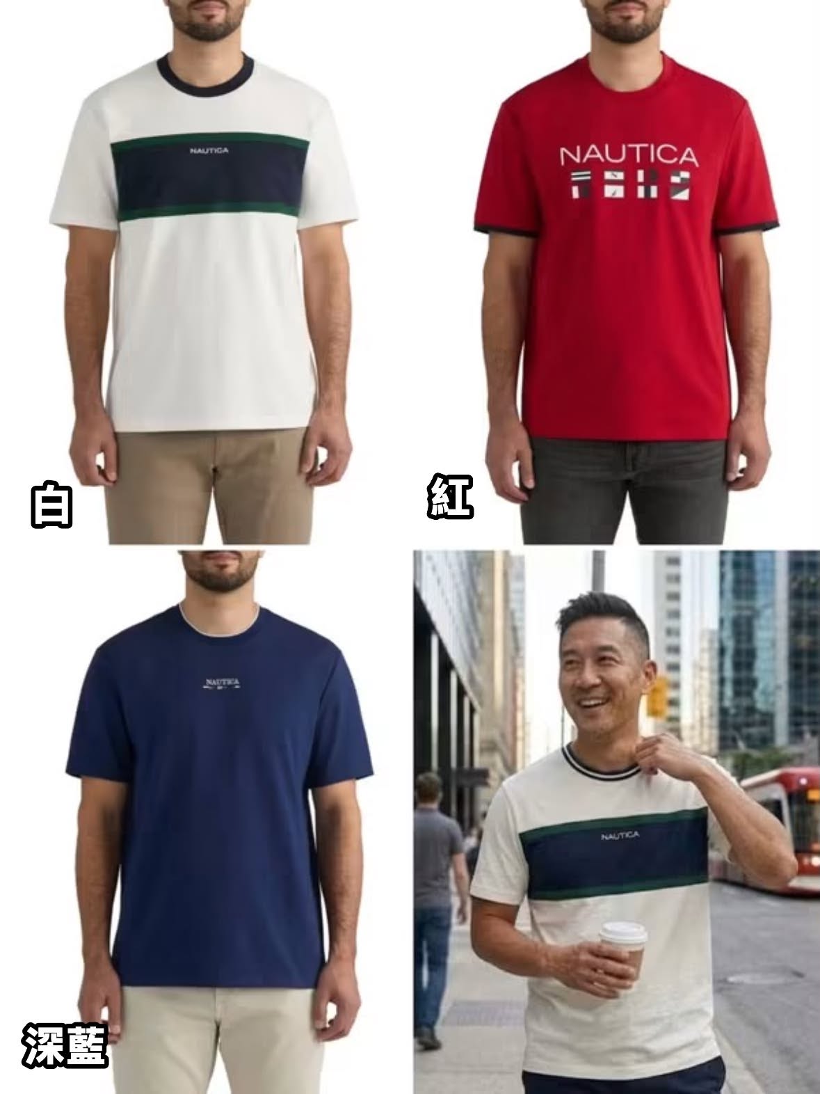 Nautica男款厚磅數圓領短袖上衣