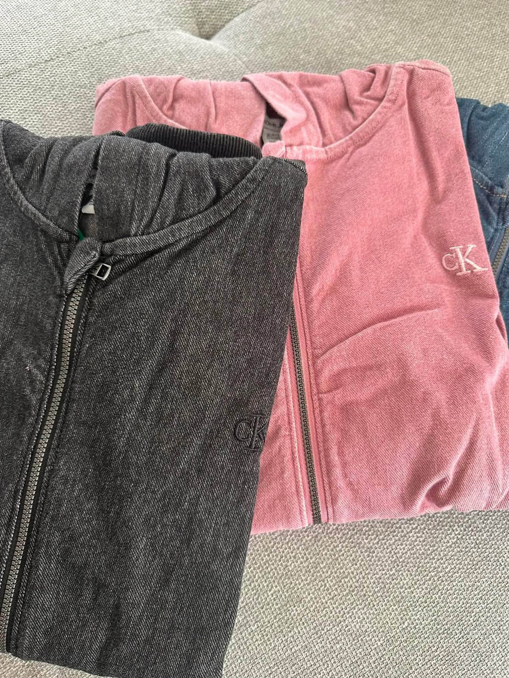 Calvin Klein 大童版 復古丹寧刷色連帽外套